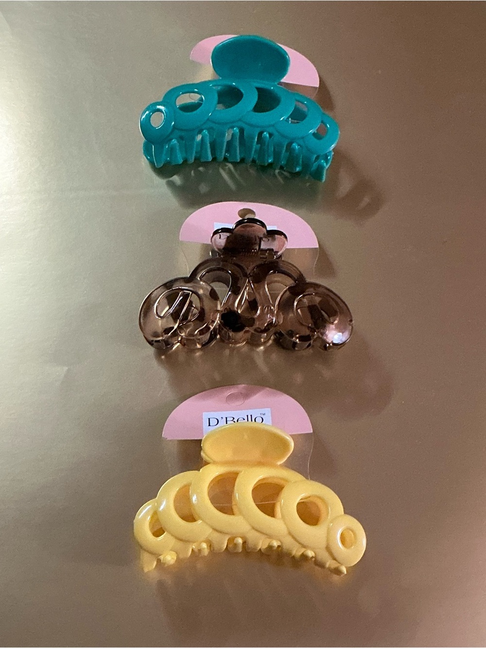 Set of 3 Colored Hair Jaw Clips with teeth